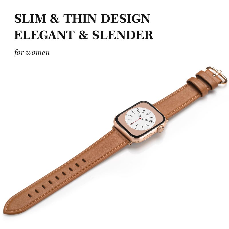 SWEES Leather Band Compatible for iWatch 38mm 40mm, Genuine Leather Replacement Strap Rose Gold Buckle Compatible iWatch Series 6 5 4 3 2 1 Sports & Edition Women And Men, Classic Brown - Image 4